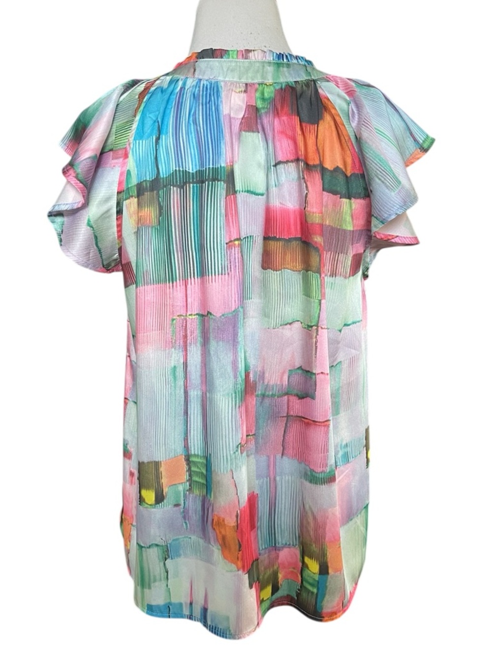 Entro watercolor flutter sleeve top - Picture 5 of 9